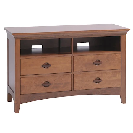 6 Drawer Media Chest with Large Open Storage Compartment